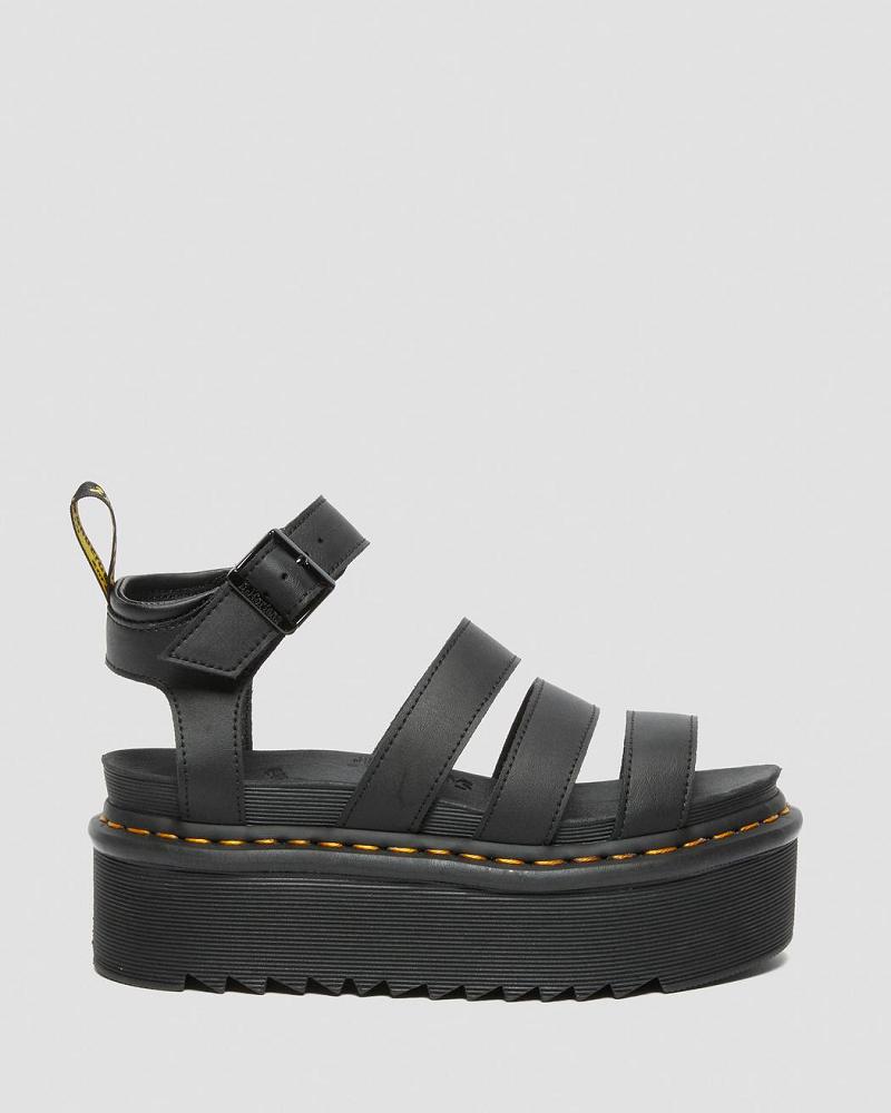 Sandalias Con Tiras Dr Martens Blaire Hydro Cuero Plataforma Mujer Negros | MX 465HAP